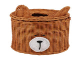 Tissue Box Cover Rattan Cute Bear Brown with Lid Easy Access Round Easy Maintenance Versatile Holder V1294-YM0710-3115230115711