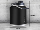 BAUMR-AG 3.8L Double Wall Insulated Stainless Steel Water Bottle, Drink Jug with Handle, Black V219-DRWDWIBM38KA
