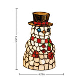 Christmas Snowman Lamp, Handcrafted Stained Glass Style Figurine Light With Top Hat and Scarf, Warm V1366-AZ2-W-13183