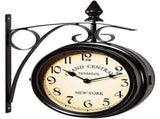 Wall Clock Wrought Iron Garden Clock Station Clock 2-sided Handmade Grand Central Terminal New York V1263-JX-1864