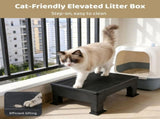 Adjustable Elevated Cat Litter Box Ramp, Non-Slip Litter Trapper Platform, PP Paw Comfort Toilet V1369-AZ3-W-08852