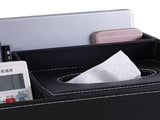 Multifunction Tissue Box Black Multiple Compartments Durable PU Leather Rectangular Tissue Box Cover V1294-YM0706-3117230244811