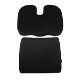 Seat Cushion and Lumbar Support Pillow Black Suede Memory Foam Reduce Tailbone Pressure Chair Pads V1294-YM0901-3117230210511