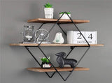 3-Tier Rustic Floating Wall Shelves Wood Display Books V178-66786