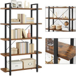 Bookshelf 5-Tier Industrial Stable Bookcase Rustic Brown and Black V178-11291