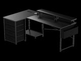 Levede L Shaped Gaming Desk with Storage Drawers Black DH1072-BK-AU