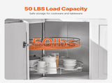 28" Kidney Shaped Chrome Corner Organizer, 360&deg Rotatble Kitchen Base Cabinet Blind Corner, 2 Tier V952-QKXBMJSNLDGGTNJRVV0