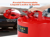 Safety Gas Can, 19 L Type II Red Safety Can for Gasoline with Stainless Steel Flame Arrester, V952-IIXAQGHSJS5J6X3JB001V0