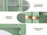 Artiss Buffet Cabinet Sideboard Wall Mounted Fluted Display Storage 70cm Green AI-SID-WM60-GN