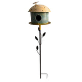 Birdhouse w Leaf on Leafy Garden Stake 42cm V637-30409BRD