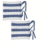 Rans Set of 2 Alfresco Cotton Chair Pads 40x40 cm - Striped Cobalt Blue V442-RAN-CUSHION-CHAIRPADSTR-COBALTBLUE-SQ