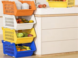 Stackable Plastic Storage Basket Closet Organizer Bin Foldable Clothes Organizer Storage Drawer V1369-AZ3-W-14497