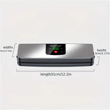 silver Rechargeable Vacuum Sealer with USB Port, designed for preserving food in both dry and wet V1232-ZKJ001