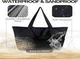 Large Beach Tote Bag With Zipper, Foldable Waterproof Memory Fabric, 7 Compartments For Family V1237-ZY-807-179