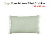 Vintage Design Homewares Sage French Linen Filled Cushion Oblong - 35cm x 55cm V442-HIN-CUSHION-FRENCHLINEN-SAGE-RE
