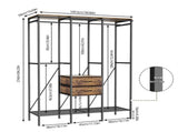 XXXL Large Open Wardrobe Closet - Freestanding Clothes Rail Rack with Curtains V767-JJ-XY1316-A-V1