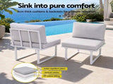 Gardeon 8 Seater Outdoor Dining Sofa Set with WPC Side Tables Patio Furniture White FF-DINING-9SOFA-WH-ABCDE