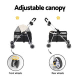 i.Pet Pet Stroller Pram Dog Cat Carrier Cage Large Travel Pushchair Foldable 4 Wheels PET-STROLLER-92-BW