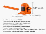 Hydraulic Jack, 20 Ton Load Capacity, 225-435 mm Lifting Range, Heavy Duty Welded V952-PSQJDCSSDS20AUFBY001V0
