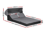Gardeon Outdoor Day Bed Sun Lounge Setting Wicker Lounger Patio Furniture ODF-SUNBED-BS23-BK-AB