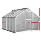 Green Fingers Greenhouse 3x2.5x1.95M Aluminium Polycarbonate Green House Garden Shed GH-ALU-C-302X250-AB