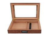 Cigar Humidor Box Portable Cedar Wood Glass Top Cigar Storage Case with Digital Hygrometer Brown V1294-YM0626-3117230001411