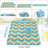 Blue Stripes Stitching Premium Picnic Mat - Extra Thick & Waterproof Oxford Cloth Camping Blanket V888-ELOSUNG21266