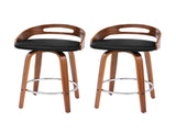 Artiss 2x Bar Stools Swivel Dining Chairs Low Back Counter Seat PU Cushion BA-TW-8566-BKX2-AB