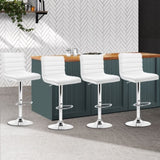 Artiss 4x Bar Stools Padded Leather Gas Lift White BA-K-710N-WHX4