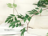 Artificial Willow Rattan Garland with Handmade Plastic Green Leaves, 170cm Length, 2 Pieces for Home V1369-AZ3-W-18278