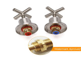 Brushed Nickel 1/4 Turn Twin Shower Taps Set Hot Cold Water Control Vanity Mixer V1233-KCR201BN