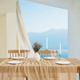 Cheesecloth Table Runner - 10FT Natural Linen Beige Gauze Fabric Table Decor for Wedding, Party, V1258-DP02-C-1101