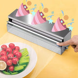 Silver Blue Stainless Steel Cling Wrap Dispenser, Kitchen Storage, Food Storage, Cling Wrap Holder, V1102-122-SIL-85606