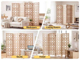 Artiss 4 Panel Room Divider Folding Privacy Screen Wooden Partition Geometric Freestanding Separator RD-B-1759-4P-NT