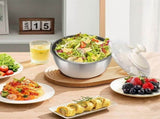 Stainless Steel Salad Lettuce Spinner Lid, Basin, Drain Frame and Non-Slip Base,Compact Manual V1192-AZ-W-20792