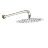 WELS Brushed Nickel Round 10" Rain Shower Head Straight Wall Mount Arm Mixer Set V1233-A201NKSR110N