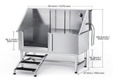 Stainless Steel Dog Washing Station, 127 cm Pet Grooming Tub w/ Stairs, PE Water Filter Board, V952-BXGCWYG50CSLNZPKYV0