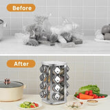 CARLA HOME Rotating Spice Rack Organizer with 20 Glass Jars for Kitchen Countertop V178-36146