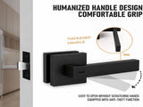 Matte Black Privacy Door Lever Handles with Keys, 2 Pack Heavy Duty Interior Door Lockset, V1181-HI011-2-BK-1