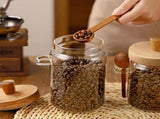 600ml Storage Container with Wooden Lid and Spoon Airtight Moisture-Proof Food Keeper for V1258-DP02-BOL-471