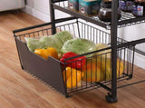 Kitchen Mobile Trolley Floor-Standing Storage Rack-Black V1161-108713