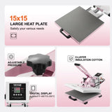 VEVOR Heat Press Machine 15x15 in Slide Out Heat Transfer Machine T-Shirts Pink V952-AYPBSTHJP15152NXKV3