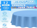 12 Pcs Ocean Theme Round Tablecloth,disposable Assorted Blue Tablecloth, Plastic Light Table Covers V1259-DP01-A-1143