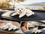 Realistic Silicone Dog Dashboard Decoration, Soft Squeezable Puppy Figurine, Compact Car Interior V1192-AZ-W-24680