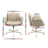 Artiss Cross Legged Office Chair PU Leather Swivel Vanity Chair Wide Seat Adjustable Arms Beige OCHAIR-L-2021-BG