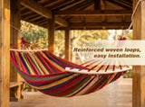 Thick Canvas Outdoor Camping Hammock - Anti-Rollover Portable Hammock for Travel Garden Beach - With V1258-HAMMOCK-01-WITH-STICK-RED-21080
