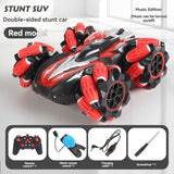 2.4G remote control car, electric stunt car, drifting car, spray function, kids toy car, V1102-823-64190-BLA-DUAL-CONTROL