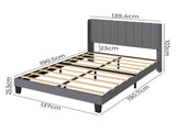 Levede Metal Wooden Bed Frame Double Panel Plush Upholstered Soft Headboard Grey BF1072-D-GY-AU-1