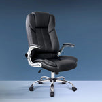 Artiss Executive Office Chair Leather Tilt Black OCHAIR-G-9314-BK