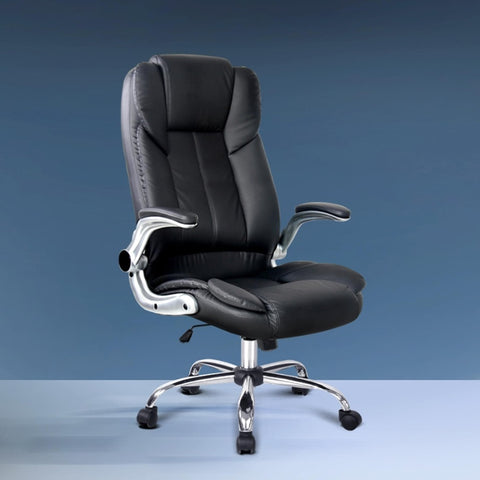 Artiss Executive Office Chair Leather Tilt Black OCHAIR-G-9314-BK